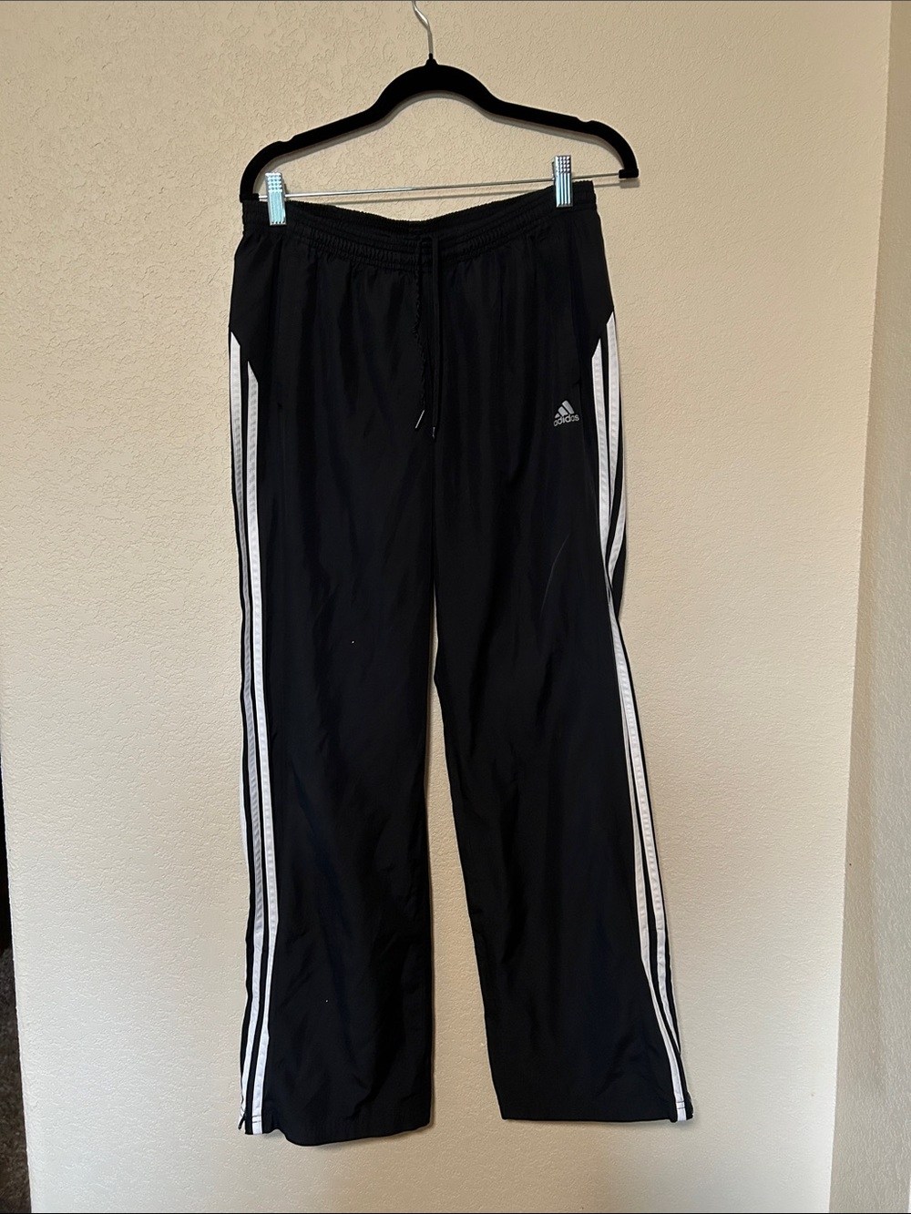 Adidas Women’s Black Track Pants Size 14 3 Stripe Athletic Pants